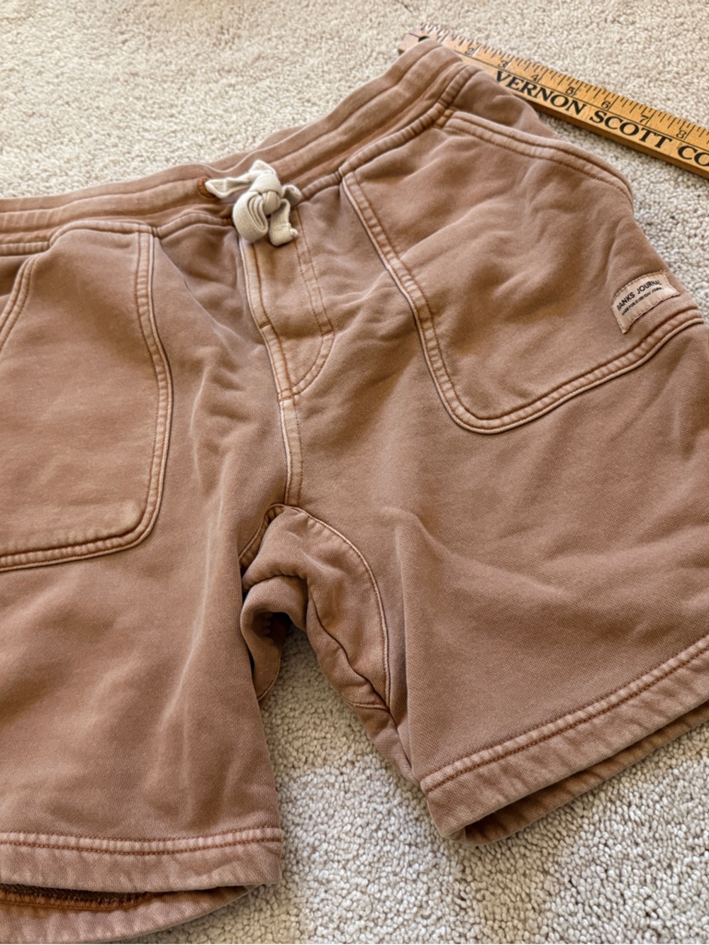 Casual Men’s Flat-Front Brown Terry Shorts with Drawstring